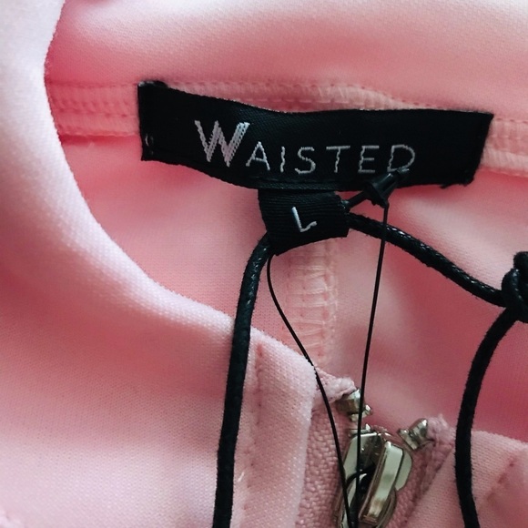 Waisted Hooded Track Jacket Pink Size Large - Picture 8 of 11